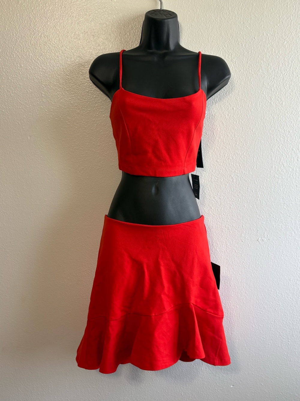 NEW Lulus Size Small Red 2 Piece Cami Skirt Set Travel Resortwear Vacation